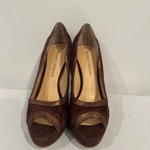 Audrey Brooke Brown Peep Toe Heels